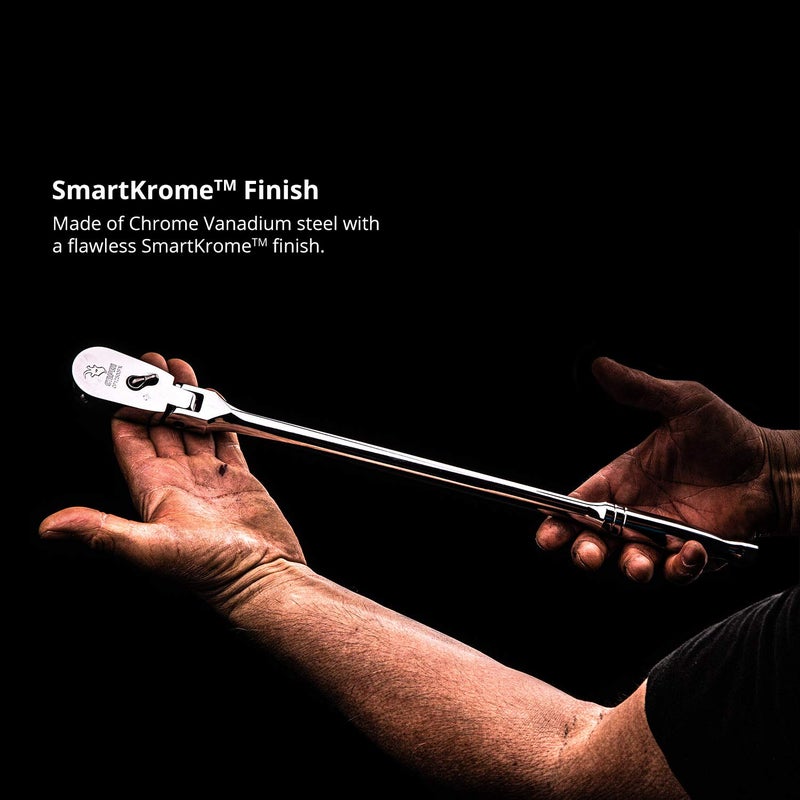 Capri Tools 1/2-Inch Drive Low Profile Flex-Head Ratchet, True 72-Tooth, 5-Degree Swing Arc, 180-Degree Flex-Head (CP12500FX) - Image 5